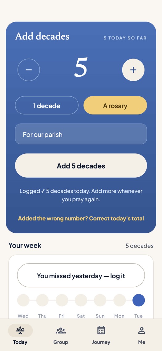 Adding the decades you prayed.